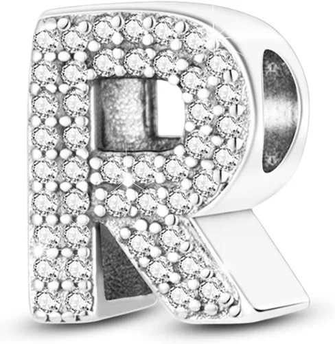 Miniatura 85 de PARCOM Dijes de letras compatibles con pulseras Pandora de plata esterlina S925 con iniciales para pulseras del alfabeto A-Z, cuentas de letras