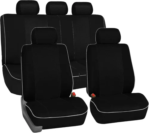 FH Group Edgy Piping FB063115 - Juego completo de fundas para asiento de automóvil, compatible con bolsa de aire y banco dividido, ajuste universal