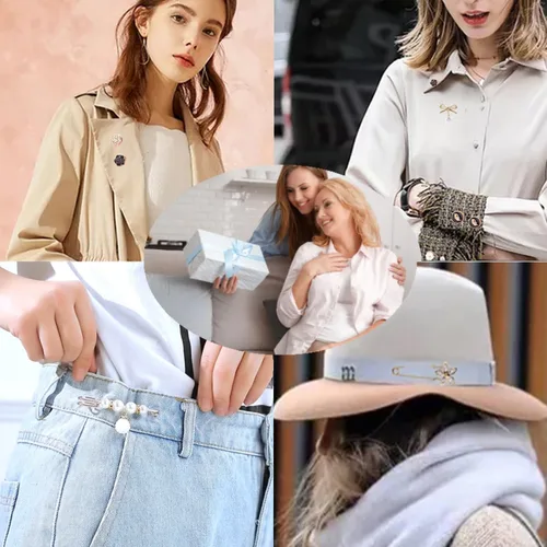 Miniatura 6 de Broche de perlas de imitación con caja, chales de suéter de seguridad con botones de cobertura, alfileres, broches, conjuntos para mujeres, niñas