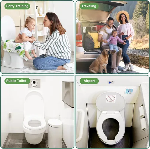 Miniatura 6 de 30 paquetes de cubiertas desechables para asiento de inodoro, para niños y adultos, envueltas individualmente para viajes, grandes cubiertas