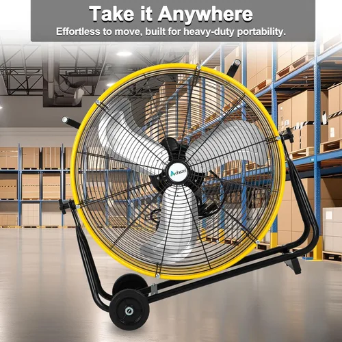 Miniatura 5 de ACHAZEL Ventilador de tambor de alta velocidad de 24 pulgadas, 3 velocidades 8100 CFM, ventilador industrial resistente para almacén, garaje