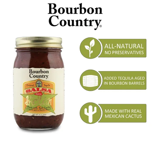 Miniatura 3 de Bourbon Country Salsa De Inclan Todo natural, sin conservantes, lote pequeño, cocinado con tequila añejado en barril de bourbon y cactus mexicano
