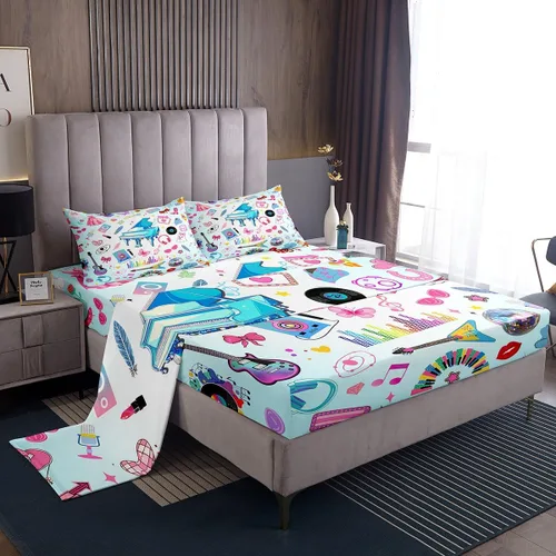 Miniatura 20 de Feelyou Husky - Juego de sábanas con diseño de flor de cerezo rosa, ropa de cama para perro, 1 sábana encimera y 1 sábana bajera ajustable con 1