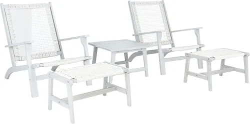 Miniatura 9 de SAFAVIEH Outdoor - Chantelle Lounge Set - Negro y negro - Madera maciza con cojín - Diseño costero de asiento bajo - Ideal para patio, terraza