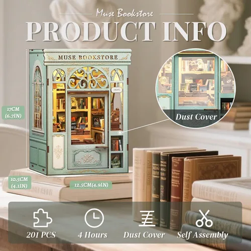 Miniatura 2 de Cutefun Kit de Rincón de Lectura - Kit de Casa de Muñecas en Miniatura DIY 3D, Rompecabezas de Madera Decorativo Creativo para Adultos, Sujetalibros