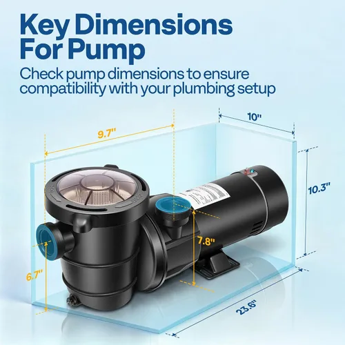 Miniatura 7 de VIVOHOME Bomba de piscina sobre el suelo de ahorro de energía de 1.0 HP 5280 GPH, 115 V con cesta de colador, certificado ETL y DOE