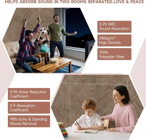 Miniatura 7 de TO-TH Paneles Acústicos para Pared y Techo - Paquete de 6 de 2'x2'x0.4", Paneles de Pared Decorativos Autoadhesivos con Impresión UV 3D con Aspecto