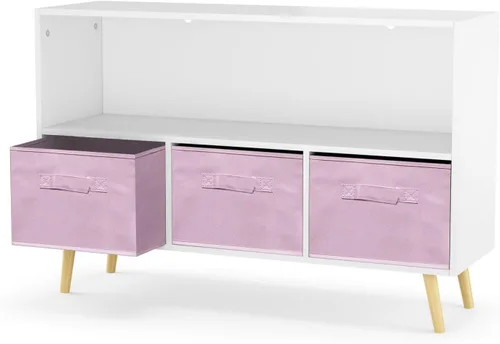 Miniatura 3 de CuisinSmart Estantería infantil con organizador de almacenamiento de juguetes, estantería de 35.5 pulgadas con contenedores para guardería, sala
