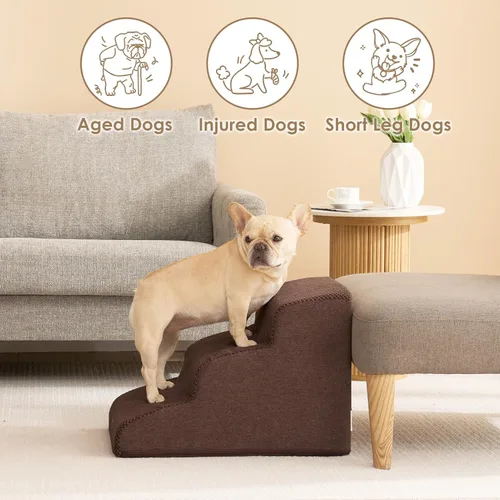 Miniatura 4 de EHEYCIGA Rampa de escaleras curvadas para perros pequeños de 15.7 pulgadas de alto, escalones para perros de 3 escalones para sofá y silla