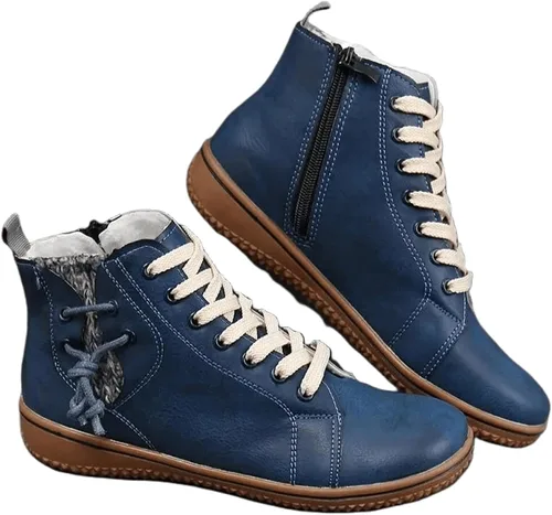 Miniatura 34 de Ladmiple Botas de tobillo para mujer, sin tacón, casual, con cremallera lateral, botas cortas vaqueras occidentales, zapatos para caminar V-Caqui