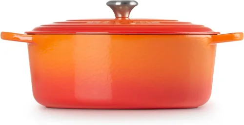 Miniatura 4 de Le Creuset Horno holandés ovalado Signature de hierro fundido esmaltado, 8 cuartos de galón., Llama
