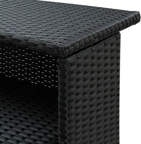 Miniatura 4 de vidaXL Mesa de bar negra para patio, diseño moderno, clima, ligera y duradera, marco de acero con recubrimiento de polvo de ratán de polietileno