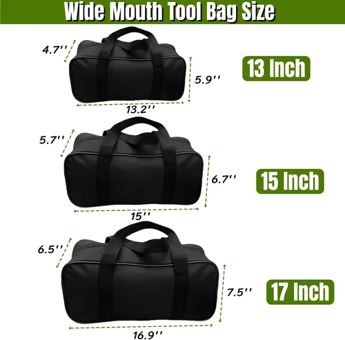 Miniatura 3 de BLIRITEL Bolsa de herramientas de boca ancha de 13 pulgadas, bolsa de herramientas Oxford impermeable, organizador de herramientas de gran capacidad