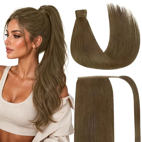 Miniatura 13 de Ve Sunny - Extensión de cabello humano real con pinza, extensiones de cabello lacio con clip, color marrón moca, 20 pulgadas, 2.82 oz