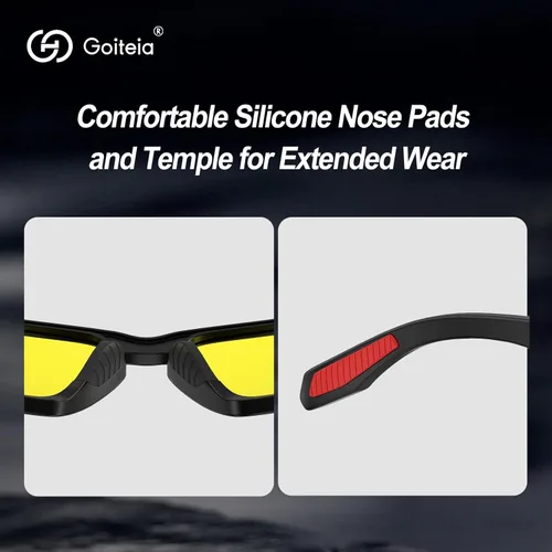 Miniatura 7 de Goiteia Lentes de conducción nocturna para hombres y mujeres, lentes amarillos para días lluviosos, antirreflejos desde los faros delanteros