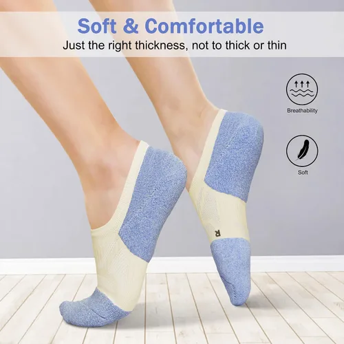 Miniatura 5 de No Show Socks - Calcetines deportivos de compresión de corte bajo y tobillo para mujer, 5 pares