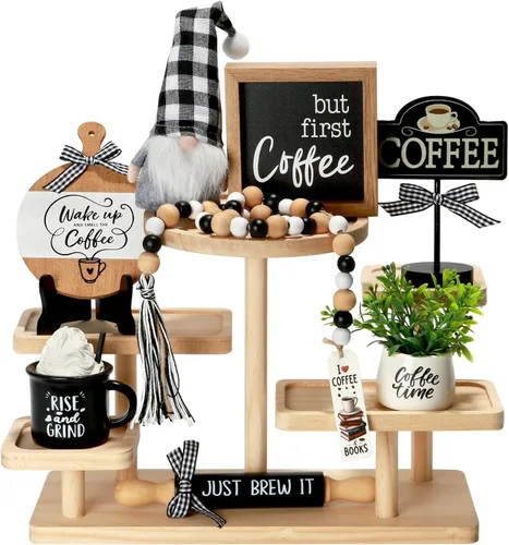 Miniatura 16 de Decoraciones Navideñas Juego de 8 Piezas de Decoración para Bandejas Escalonadas, Bonita Decoración Navideña de Mesa para Hogar Estante Repisa