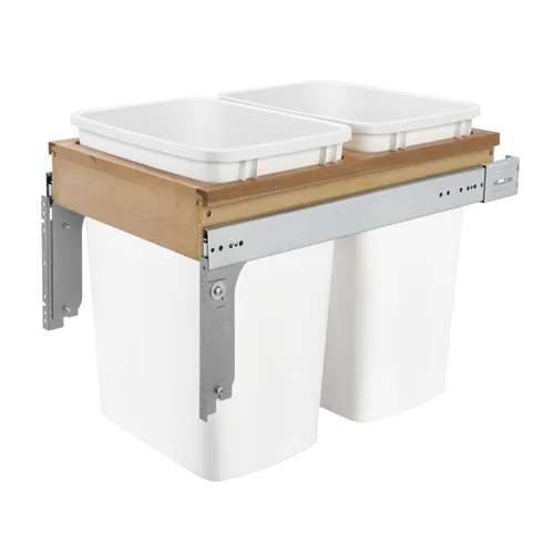 Miniatura 10 de Rev-A-Shelf Botes de basura de cocina de 27 cuartos de galón de montaje superior con toboganes de extensión completa clasificados de 150 libras