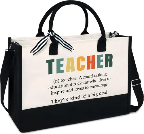 OASSIE Regalos de agradecimiento para profesores, regalos del día del profesor, bolsa de mano para profesores, bolsa de lona de 13 onzas con