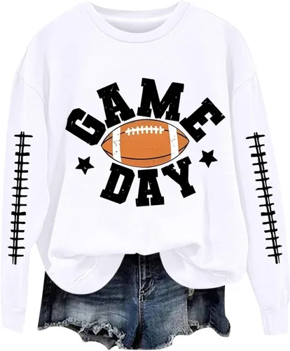 Miniatura 29 de Women's Oversized Sweatshirt, Long Sleeve Sweatshirts Crewneck Printed Pullover Tops, S-3XL