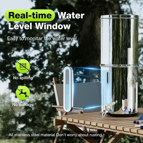 Miniatura 7 de Purewell Sistema de filtro de agua de gravedad portátil de 1.0 galones, sistema de encimera de ultrafiltración de 4 etapas de 0.01 μm con ventana