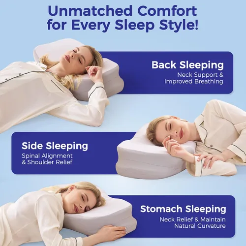Miniatura 5 de Almohada cervical cervical para dormir, almohada ergonómica para dormir de lado, almohadas de espuma viscoelástica para aliviar el dolor de cuello