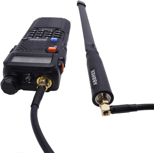 Miniatura 5 de Abbree SMA - Antena de banda dual hembra VHF/UHF 144/430 MHz antena de látigo suave de alta ganancia para radio bidireccional Baofeng UV-5R UV-82.