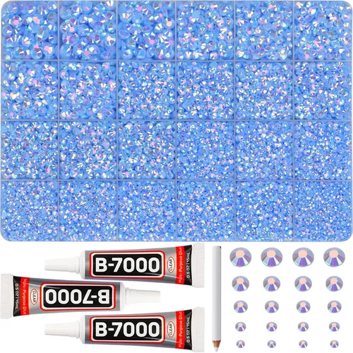 Miniatura 25 de 11000 piezas de diamantes de imitación con parte trasera plana de 2/3/4/5 mm en negro con pegamento para bordado, ropa, manualidades, zapatos, arte