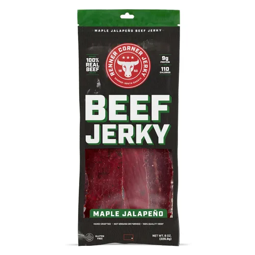 Miniatura 8 de Renner Corner Jerky's Maple Jalapeño Beef Jerky (2.5 onzas) - 100% natural, carne de res premium hecha a mano, fabricada en Dakota del Sur, sin