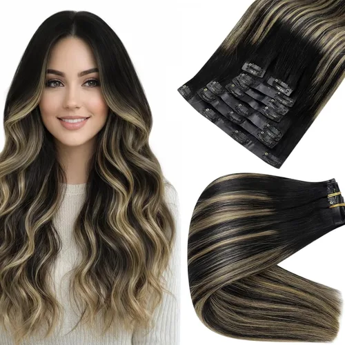 Miniatura 39 de Full Shine Extensiones de cabello humano con pinzas, cabello humano Remy invisible para mujer, color rubio platino, 20 pulgadas, 8 unidades, 4.23 oz