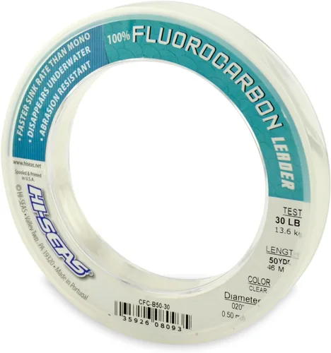 Miniatura 22 de HI-SEAS Líder de línea de pesca 100% fluorocarbono, líder invisible transparente, indetectable para peces, hundimiento rápido, 6 libras a 400 libras