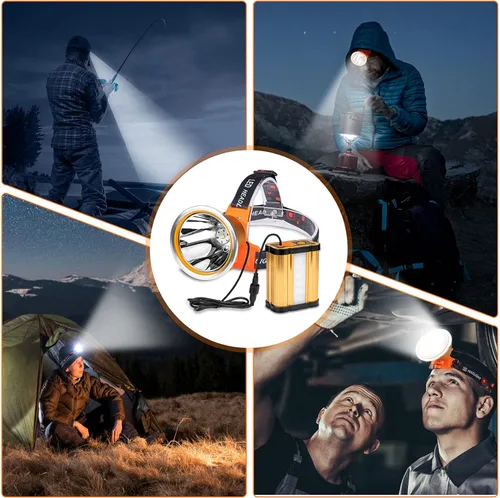 Miniatura 2 de Linterna de cabeza LED recargable súper brillante – Linterna de cabeza portátil impermeable de alta potencia, 3 modos de iluminación ajustables