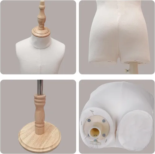 Miniatura 5 de Maniquí de forma de vestido para niños con soporte de madera para ventana de ropa (S(2-3 años))