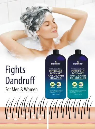 Miniatura 3 de First Botany, Peppermint Romero - Champú y acondicionador contra la caída del cabello y champú para el crecimiento del cabello, hidratante diario