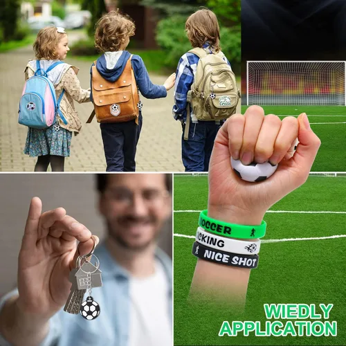 Miniatura 6 de Weysat Juego de 268 piezas de recuerdos de fiesta de fútbol para 24 personas, regalos de cumpleaños, tazas de golosinas con pajitas, llaveros