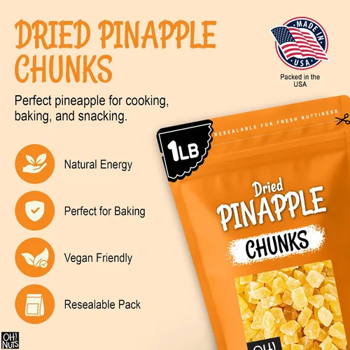 Miniatura 5 de Oh! Nuts Trozos de piña seca - Piña seca - Fruta seca de piña - 1 libra - Fruta deshidratada con menos azúcar añadido