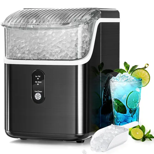 Antarctic Star Máquina de hielo Nugget para encimera, máquina de hielo portátil con cuchara y cesta de hielo, 34 libras/24 horas, autolimpieza,