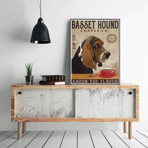 Miniatura 2 de YEEIFFD Kit de pintura de diamante 5D para perro, Basset Hound, saborea el sabor, café, arte de diamantes para principiantes, niños, para decoración