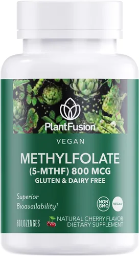 PlantFusion Metilfolato vegano de alta potencia 5-MTHF – El suplemento sublingual de folato de metilo de acción rápida es 6 veces más absorbible –