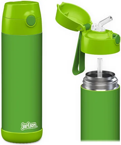 Miniatura 42 de Jarlson® CHARLI - Botella de agua para niños [12 onzas], botella térmica de acero inoxidable con pajilla, botella de agua aislada a prueba