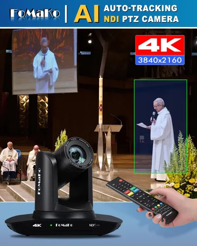 Miniatura 3 de Cámara PTZ FoMaKo 4K HDMI NDI AI con seguimiento automático Gen 3, zoom óptico 20X, cámara PTZ 4K para culto de la iglesia