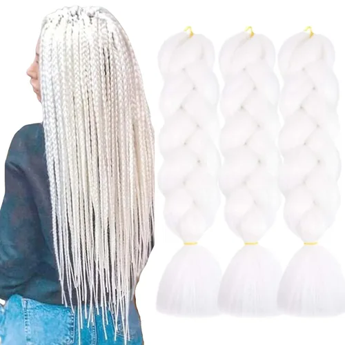 Miniatura 45 de Beige (613) Cabello trenzado 6 paquetes de extensiones de cabello sintético de 24 pulgadas, extensiones de cabello trenzado Jumbo Ombre trenzado