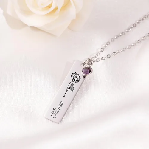 Miniatura 7 de Custom Name Necklace with Birthstones Birthday Gift for Woman Personalized Birth flower Necklaces Best Gifts for Women Friends Christmas Gifts for