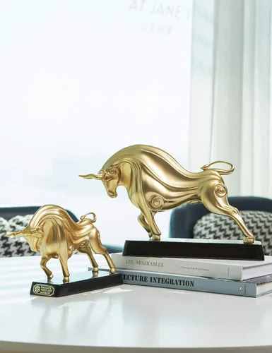 Miniatura 4 de HAUCOZE Wall Street - Estatua de toro de animal, figura de la suerte, regalo moderno para decoración del hogar, arte para sala de estar, poliresina