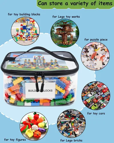 Miniatura 2 de Paquete de 6 bolsas de almacenamiento transparentes extra grandes con etiqueta y bolsillo, bolsas organizadoras versátiles impermeables para libros