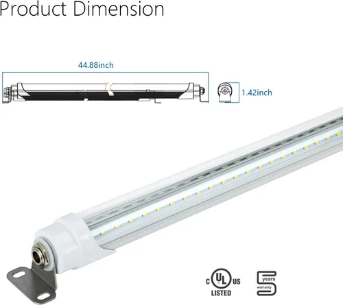 Miniatura 5 de Tubo de luz LED T8 de 4 pies para refrigerador, 18 W, 2520 lm, luz diurna blanca de 5000 K, luz diurna no regulable, luces LED para refrigerador o 1