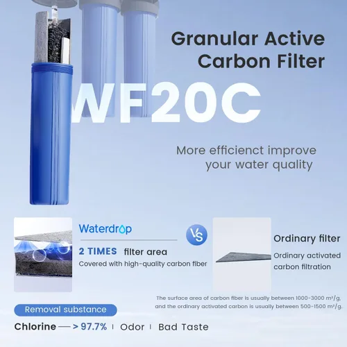 Miniatura 2 de Waterdrop Filtro de agua para toda la casa, filtro de carbono y filtro de sedimentos, reemplazo para, cualquier sistema de 20 "x 4.5", 5 micrones