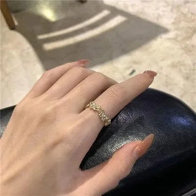 Miniatura 5 de Útiles y profesionales anillos de moda brillantes con circonita cúbica y hojas geométricas ajustables para niñas minimalista delicados regalos