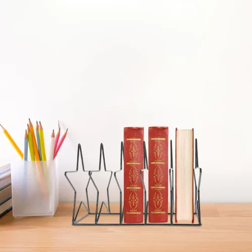 Miniatura 7 de Zerodeko Estante organizador de discos de vinilo en forma de estrella para álbumes, libros, documentos, almacenamiento de escritorio para oficina