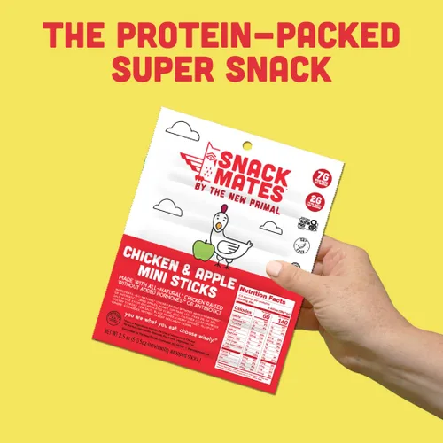 Miniatura 5 de The New Primal Snack Mates Chicken & Apple Sticks, bocadillos saludables sin gluten para niños, bocadillos bajos en azúcar y altos en proteínas
